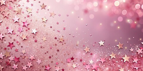 Pink confetti and shimmering stars and sparkles on a soft pink background, confetti, stars, sparkles, pink, background, celebration