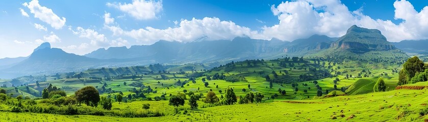 Obraz premium Scenic vistas of Ethiopian highlands, Ethiopian highland scenic vistas, breathtaking and dramatic mountain landscapes
