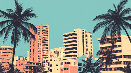 Fototapeta premium Risograph vintage riso print travel poster, card, wallpaper or banner illustration, modern, isolated, clear, simple of Scarborough, Trinidad and Tobago