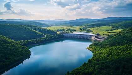 Fototapeta premium Renewable Energy Concept with Hydroelectric Dam during the Day