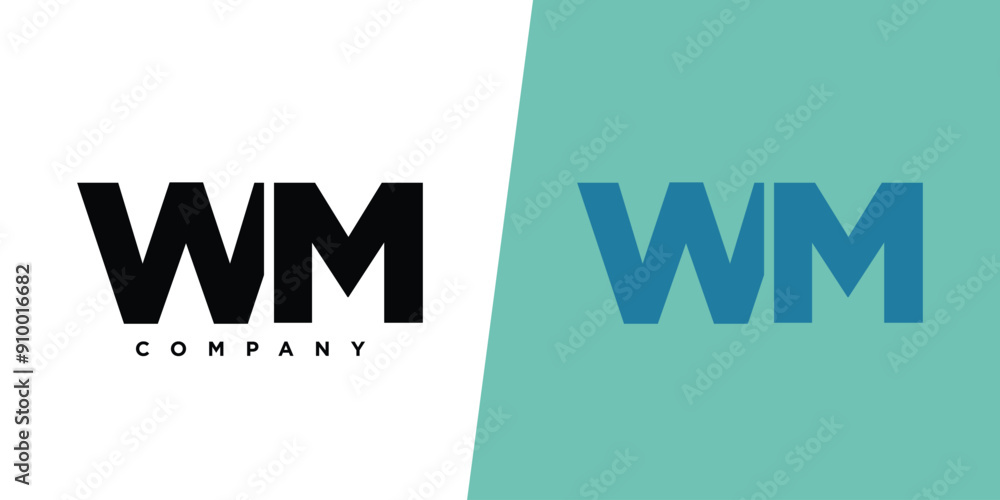 Aufkleber letter w and m, wm logo design template. minimal monogram initial based logotype.