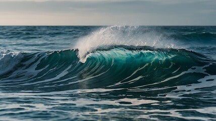 Naklejka premium big wave breaking at shore, summer background 