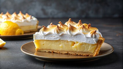 Traditional, generous old-fashioned lemon meringue pie , lemon, meringue, pie, dessert, French, sweet, tart, homemade