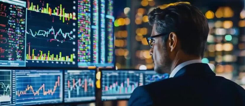 Analyze business data dashboards with ingenious computer software. concept of making business easier