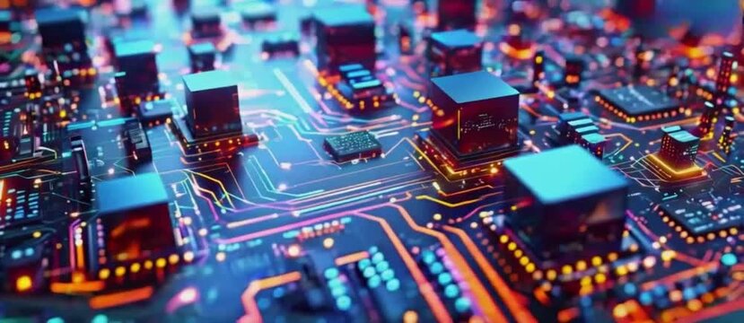 Futuristic abstract de-focus data matrix, meta, metaverse, telemetry and encrypt numbers display with particles simulation in cyber space environment for head up display background