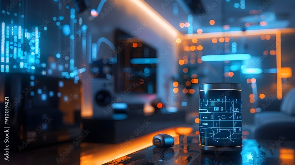 Poster ai powered home automation system seamlessly managing appliances and security for a futuristic lifes