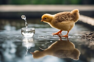 drinking water the little chicken action activity agribusiness agricultural animal baby breeding business chick caged drink eating eye factory farm farming feather eat food hatchery head healthy hen