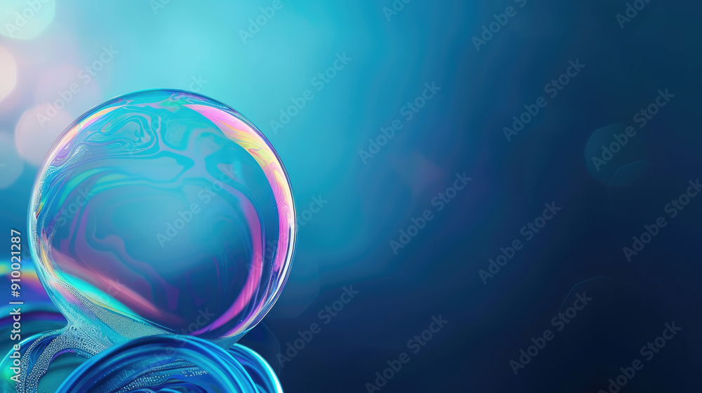 Poster explore the intricate colors of a soap bubble's surface in this sharp macro shot, showcasing its bea
