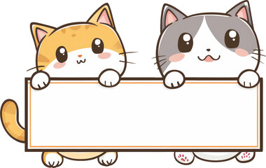 Cute cats holding sign