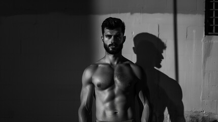 Fototapeta premium Man with Industrial Buildings