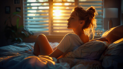 Tranquility of the Night: Girl Getting Ready for Bed. 