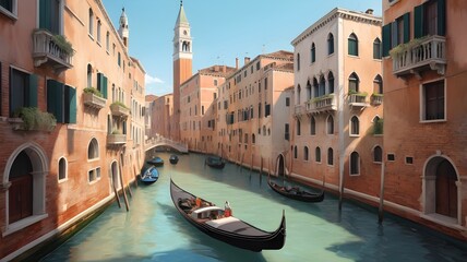 Obraz premium boat ride through the canals of Venice on a summer day