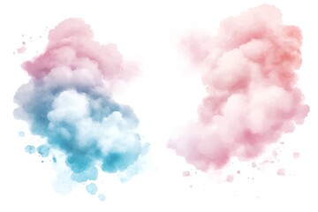 Naklejka premium Watercolor Clouds in the Sky, a Soft and Dreamy Background 