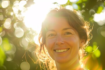 Radiant Smile Under the Sun's Warm Glow