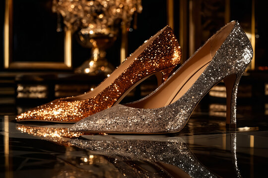 Gold sparkly high heels online