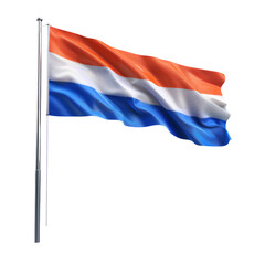 Netherlands flag flying isolated on transparent or white background