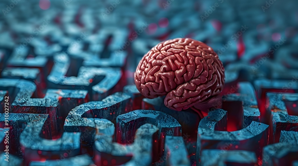 Poster intricate brain maze representing the complexity of human thought processes