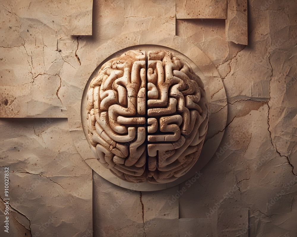 Poster intricate brain maze representing the depth and complexity of human thought