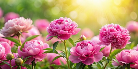 Obraz premium Beautiful pink peonies in full bloom, flowers, pink, peonies, garden, floral, nature, spring, bouquet, vibrant, petals, close-up