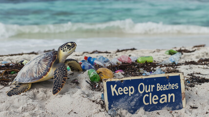 プラスチックごみに覆われた海岸