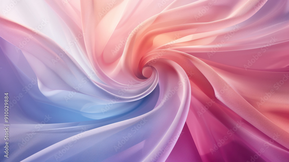 Poster abstract background, a dynamic swirling shape in a light pastel tone takes center stage, with a clea