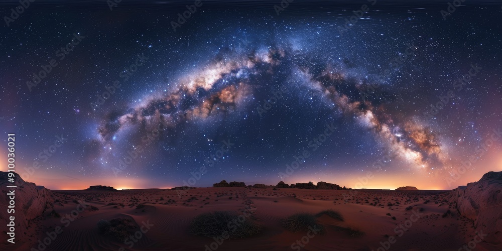 Poster Milky Way galaxy and night sky captured using a wide angle lens