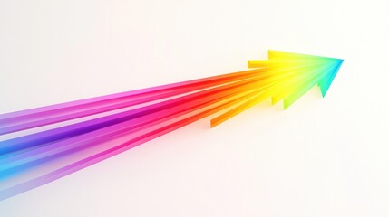 Vibrant Rainbow Gradient Arrow on Solid White Background