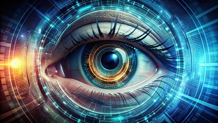 of a digital eye with intricate futuristic details , eye, digital, abstract, science, technology, futuristic