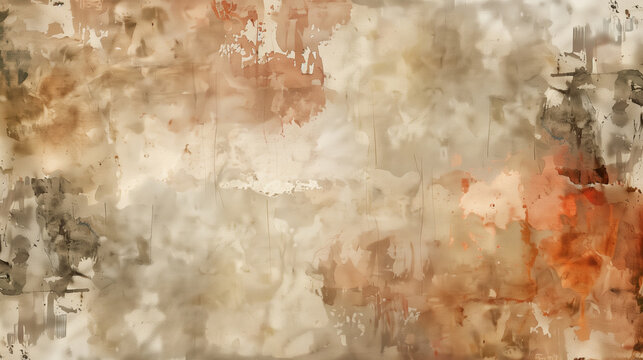 Overlapping watercolor. Art paint textures beige, brown, terracotta abstract. Stylish background
