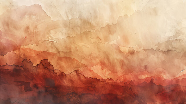 Overlapping watercolor, art paint textures beige, brown, terracotta abstract