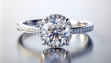 Beautiful diamond engagement ring on a white background, diamonds, love, marriage, proposal, luxury, jewelry, wedding