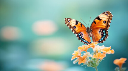 Obraz premium A stunning close-up image of a butterfly perched on a vibrant flower, perfect for nature-themed projects. Ideal for blogs, presentations, and educational purposes.