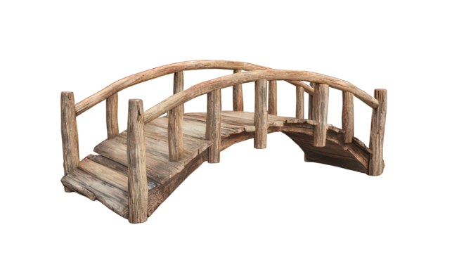 Wooden bridge isolated on white created with Generative AI