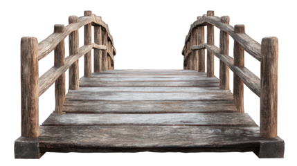 Wooden bridge isolated on white created with Generative AI