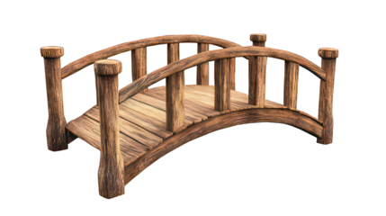 Wooden bridge isolated on white created with Generative AI