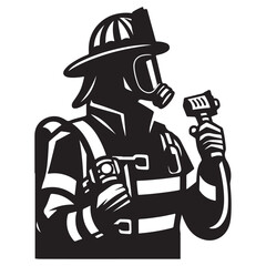 Firefighter vector, logo, icon, silhouette design template black and white