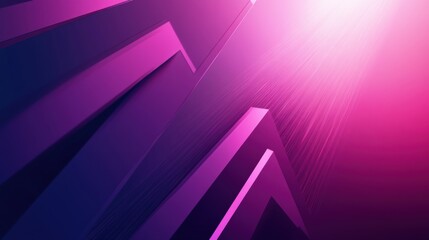 Dynamic Abstract Arrow Design with Polygonal Shapes on Solid Purple Gradient Background