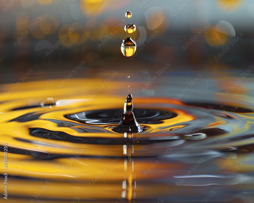 Poster mesmerizing abstract patterns of floating oil droplets on water surface