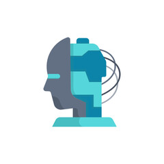 Robot head minimalist vector illustration ,simple transparent graphic element .Isolated on white background