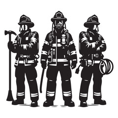 Firefighter vector, logo, icon, silhouette design template black and white