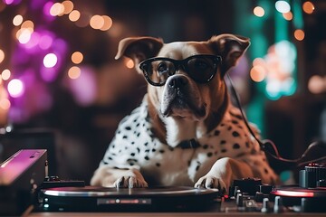 dog ridiculous dj dance music sound earphones party fun smile animal emotion pet humor joke jest wave listen hear terrier mouth thoroughbred tongue teeth crazy laughter laugh concept fool funny droll