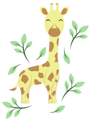 Cute giraffe design for kids bedroom, nursery, wallpaper
