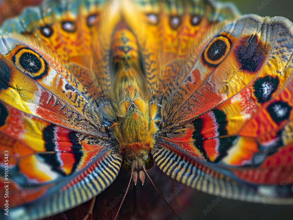 Poster colorful butterfly displaying vibrant patterns while resting on a bright flower in nature