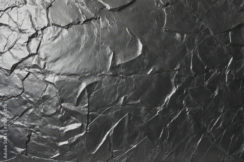 Wall mural crumpled silver foil texture