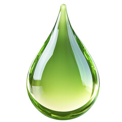 Glossy green droplet with smooth surface and round shape on a transparent background clipart
