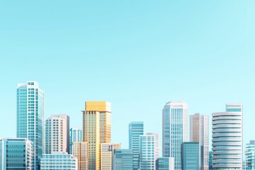 Fototapeta premium Minimalist cityscape with Skyscrapers and Urban Elements