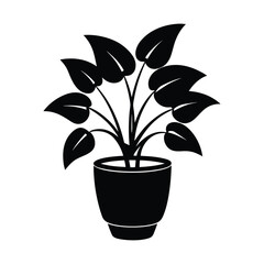 Download A potted plant silhouette illustration Vector File.