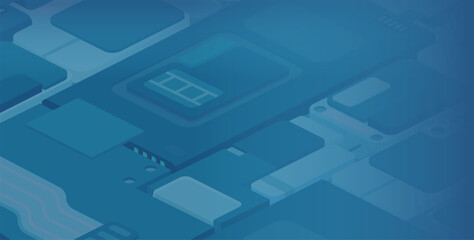 Electronic Components Isometric Abstract Background.