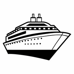 Big Cruise Ship Clip Art - Flat, Monochrome & Color