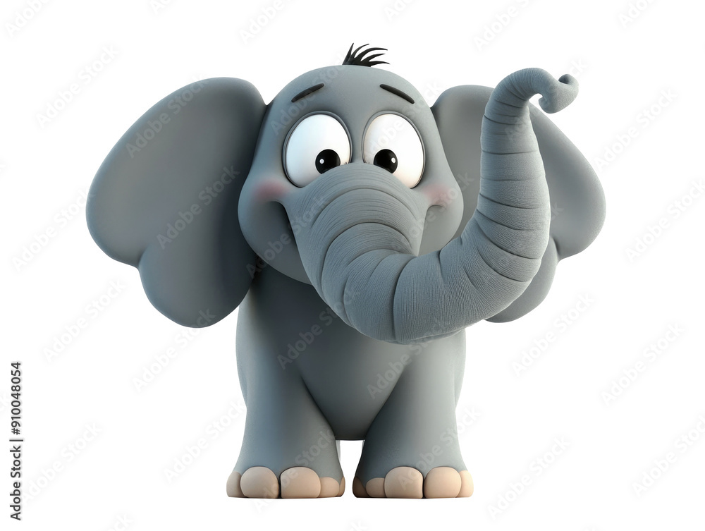 Wall mural an animated and colorful cartoon elephant with large expressive eyes and a curvy trunk, creating a p